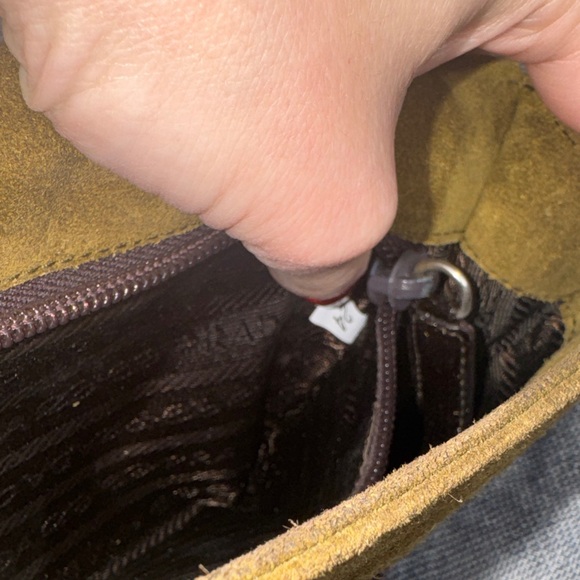 Olive Green Suede Prada Python Shoulder Bag - Picture 11 of 12